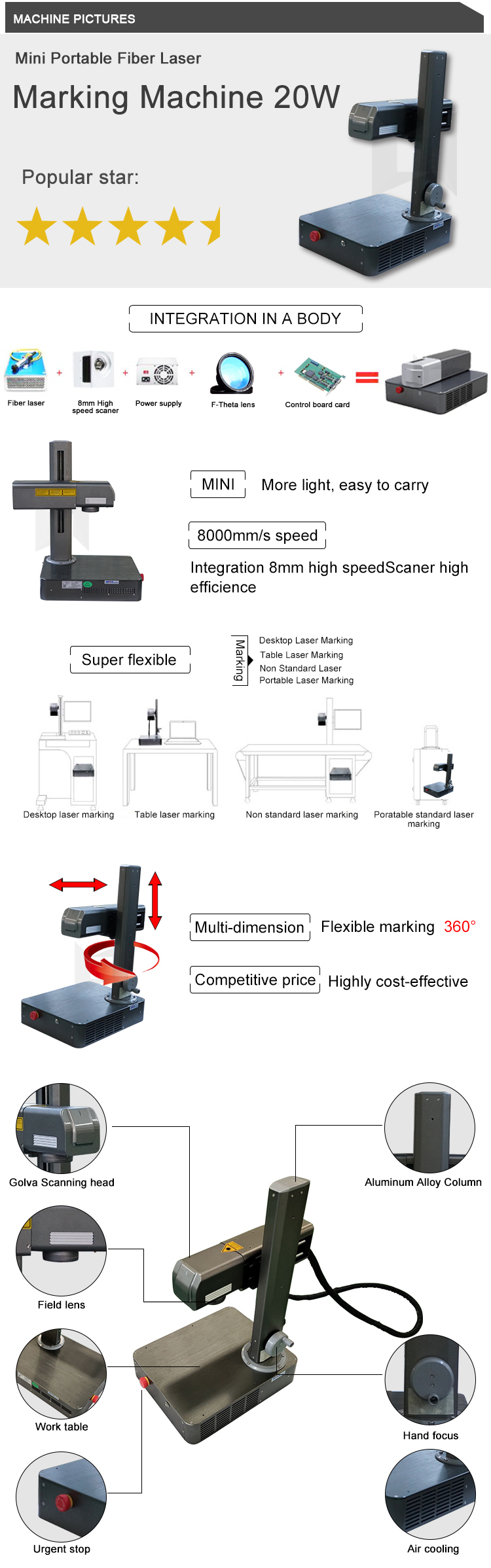 20w fiber laser marking machine