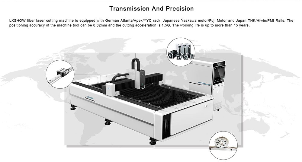 New design fiber optic laser 500w 1kw 1500w 2200w fiber laser cutting machine for metal plate  LXF1530