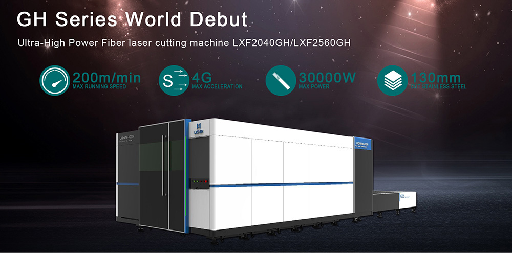 High power 6000w cnc metal sheet fiber laser cutting machine with protective cover LXF1530GH,LXF2040GH,LXF2560GH