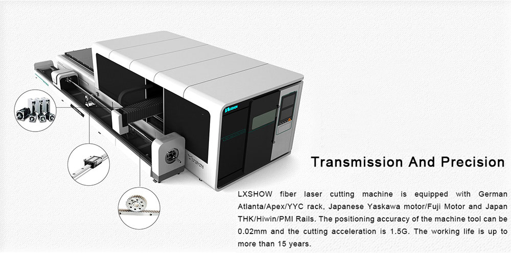 Metal Plate   Round/Square tube Fiber laser cutting machine LXF1530GR Exchange table  Protective cover