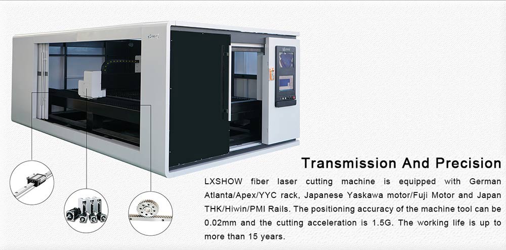 Protective cover / enclosed metal sheet fiber laser cutting machine LXFC1530 1000W 1500W 2200W metal plates fiber laser cutter