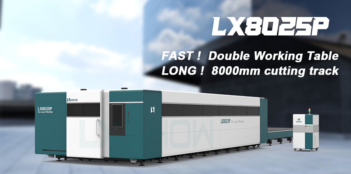 [LX8025P]3000W 4000W 6000W 8000W 10000W 12000W cnc fiber laser cutting machine double working table Working width of each workbench 8m