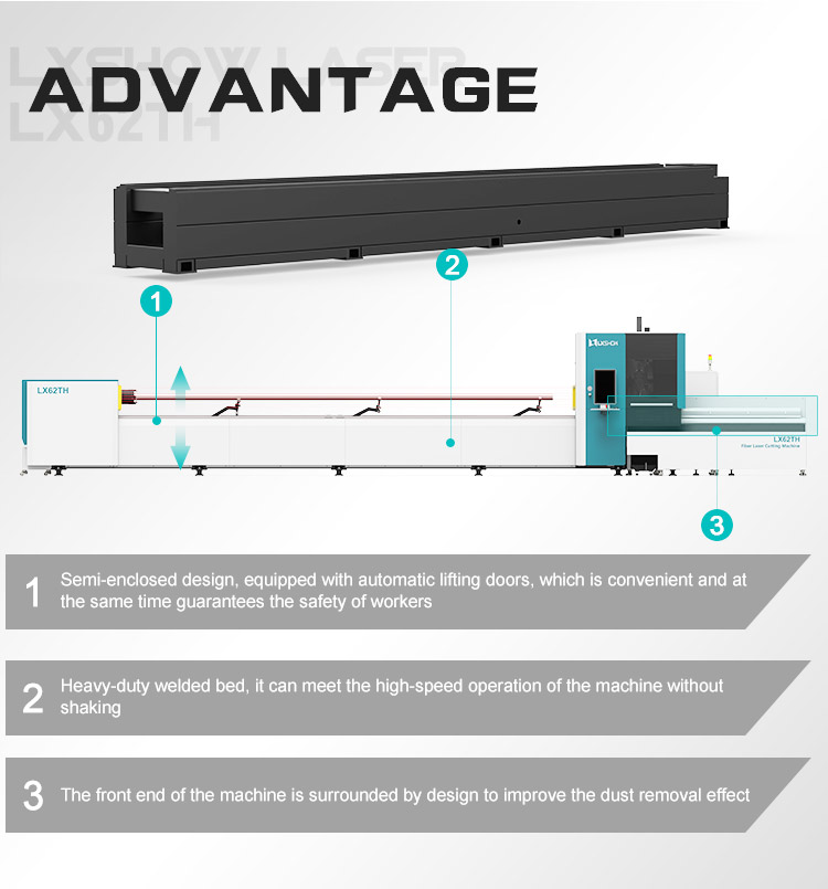 [LX62TH]Round Square tube metal stainless steel carbon steel iron pipe fiber laser tube cutting machine 1000W 2000W 3000W 4000W 6000W